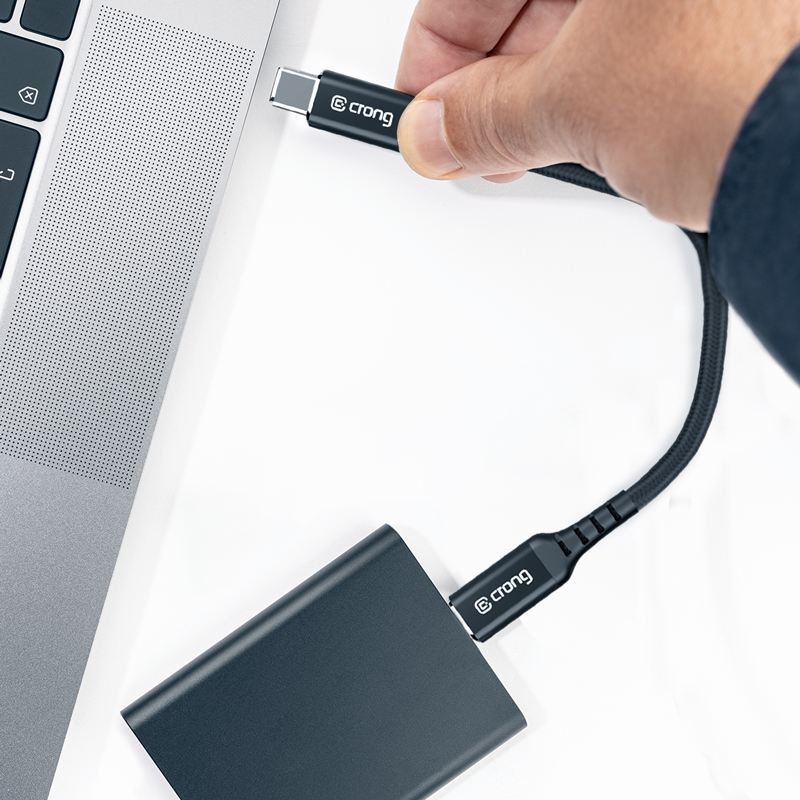 Crong Armor Link - Kabel 60W PD 3A USB-C do USB-C 25cm (czarny)