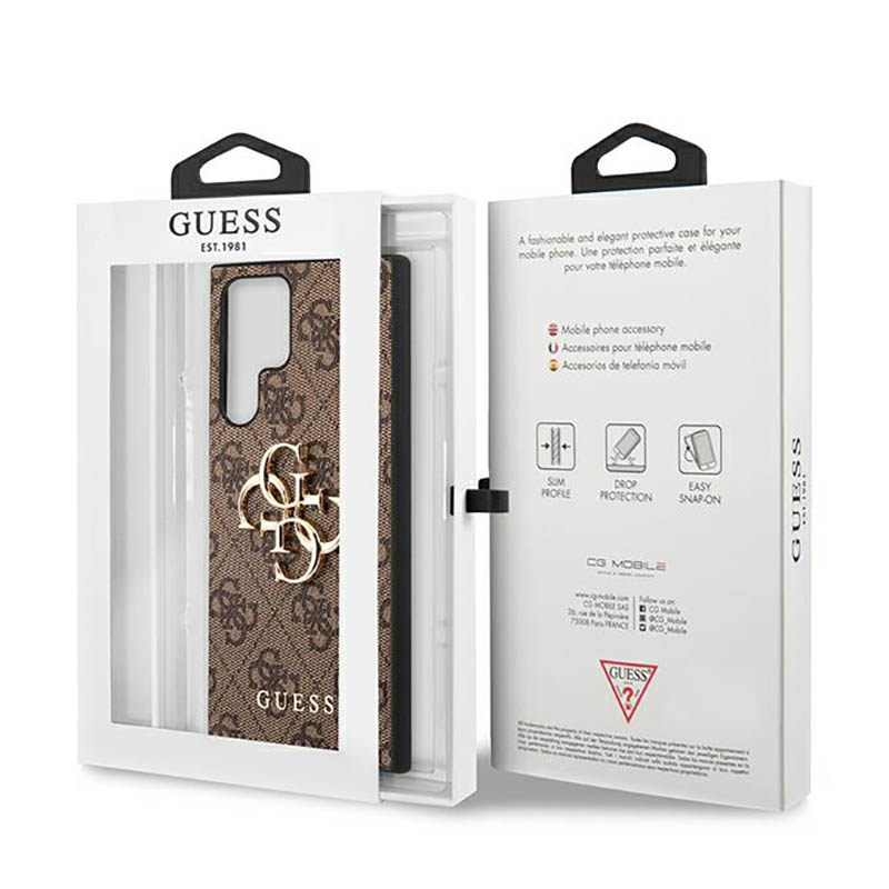 Guess 4G Big Metal Logo - Etui Samsung Galaxy S23 Ultra (brązowy)