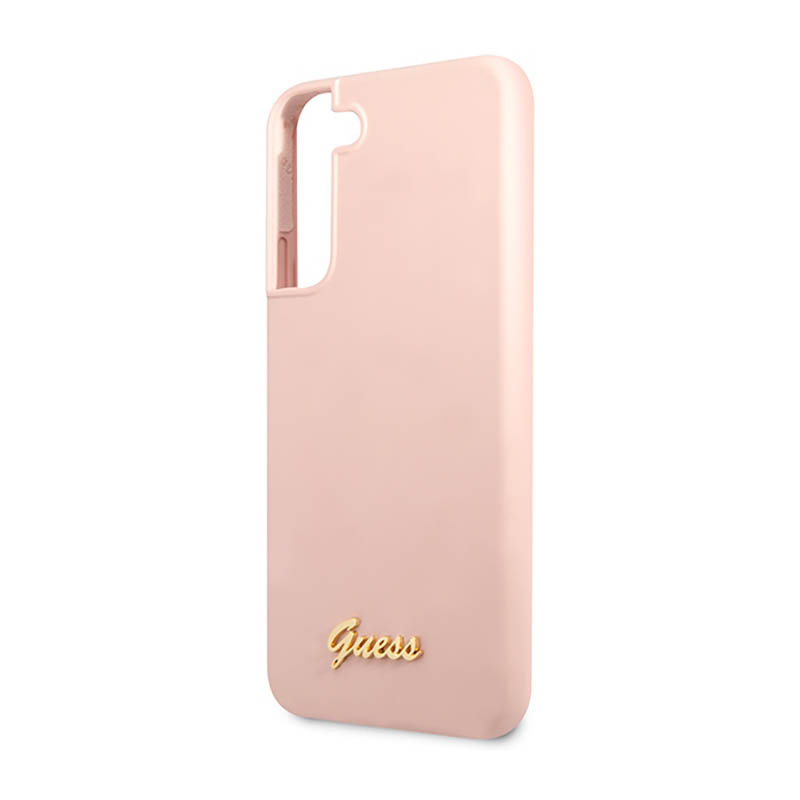 Guess Silicone Script Metal Logo - Etui Samsung Galaxy S23 (różowy)