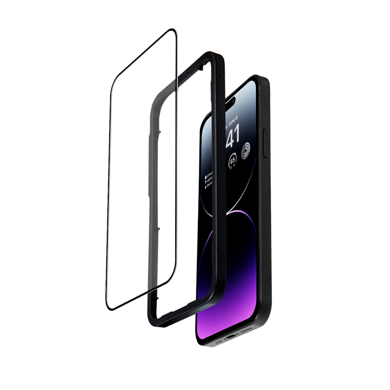 Crong Anti-Bacterial 3D Armour Glass - Szkło hartowane 9H na cały ekran iPhone 14 Pro Max + ramka instalacyjna
