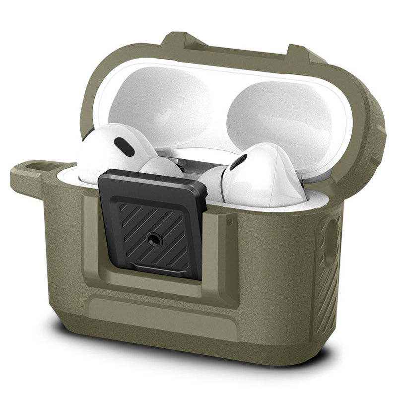 Spigen Lock Fit - Pancerne etui do Apple AirPods Pro 1 / 2 (Vintage Khaki)