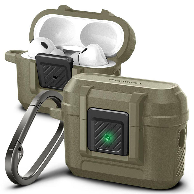 Spigen Lock Fit - Pancerne etui do Apple AirPods Pro 1 / 2 (Vintage Khaki)