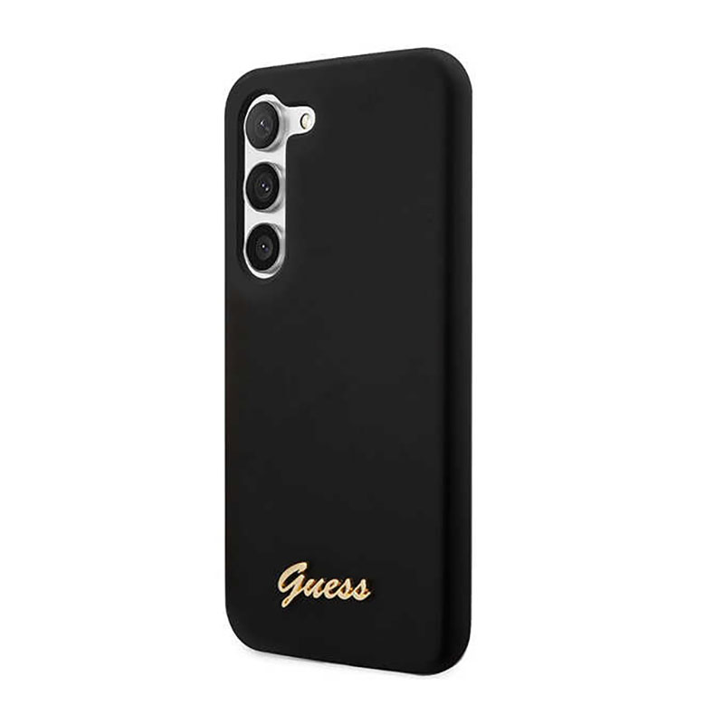 Guess Silicone Script Metal Logo - Etui Samsung Galaxy S23+ (czarny)