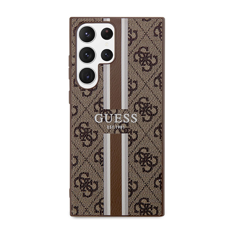 Guess 4G Printed Stripe - Etui Samsung Galaxy S23 Ultra (brązowy)