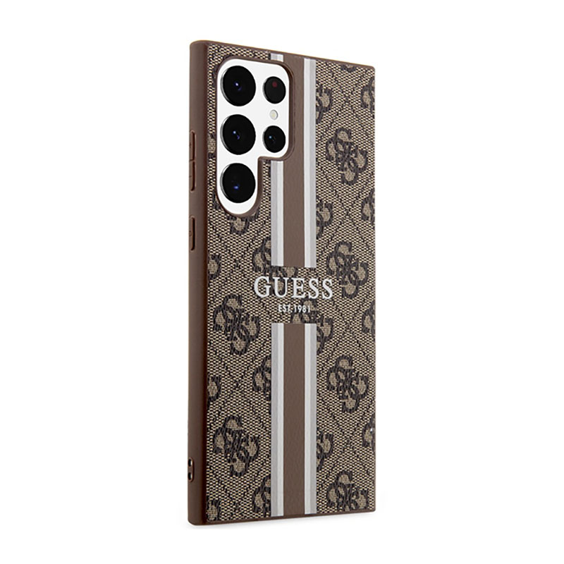 Guess 4G Printed Stripe - Etui Samsung Galaxy S23 Ultra (brązowy)