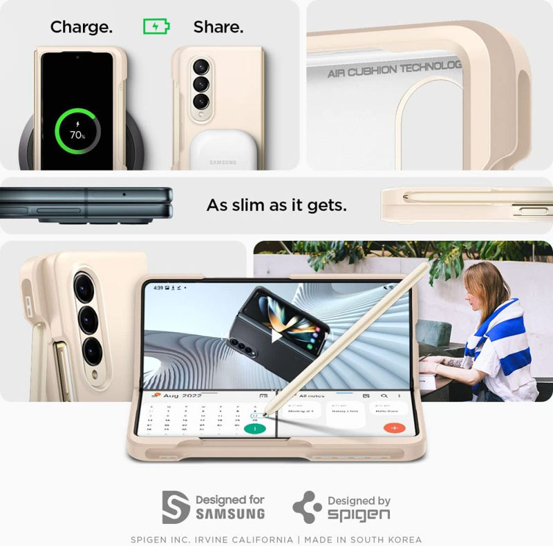 Spigen Thin Fit Pen - Etui do Samsung Galaxy Z Fold 4 (Pearled Ivory)