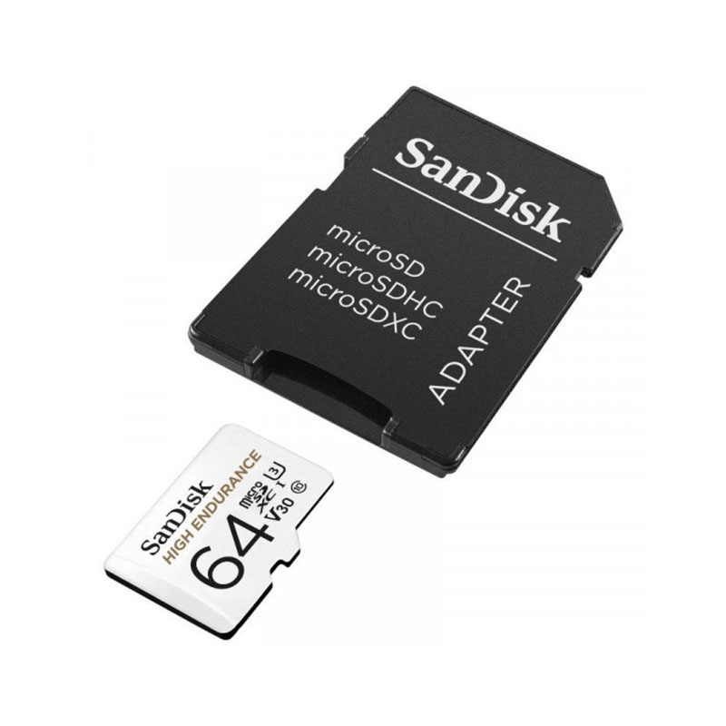 SanDisk High Endurance microSDXC - Karta pamięci 64 GB Class 10 UHS-I 100/40 MB/s z adapterem