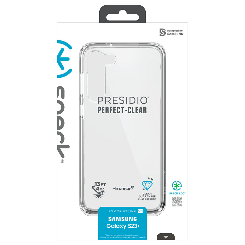 Speck Presidio Perfect-Clear - Etui Samsung Galaxy S23+ z powłoką MICROBAN (Clear)