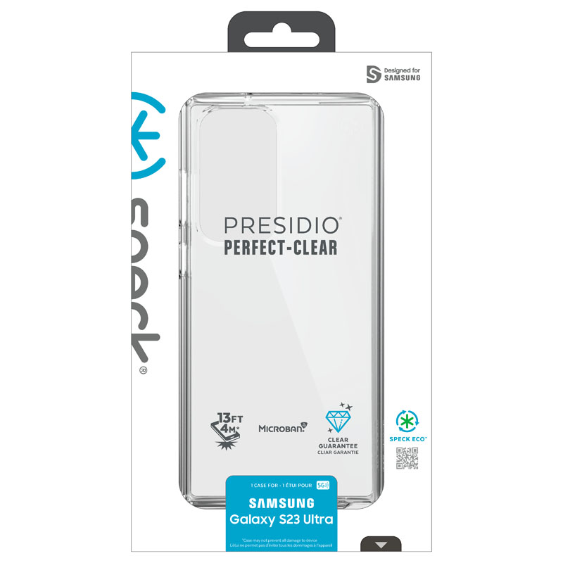 Speck Presidio Perfect-Clear - Etui Samsung Galaxy S23 Ultra z powłoką MICROBAN (Clear)