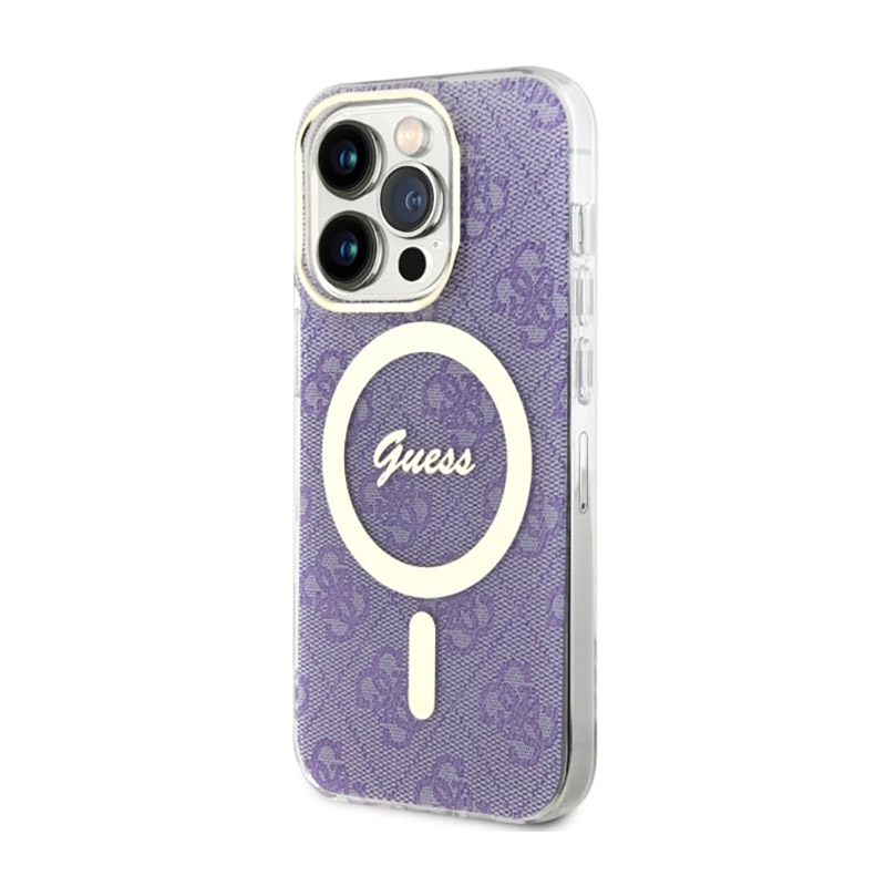 Guess 4G MagSafe - Etui iPhone 14 Pro (Purpurowy)