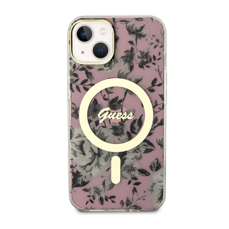 Guess Flower MagSafe - Etui iPhone 14 Plus (Różowy)