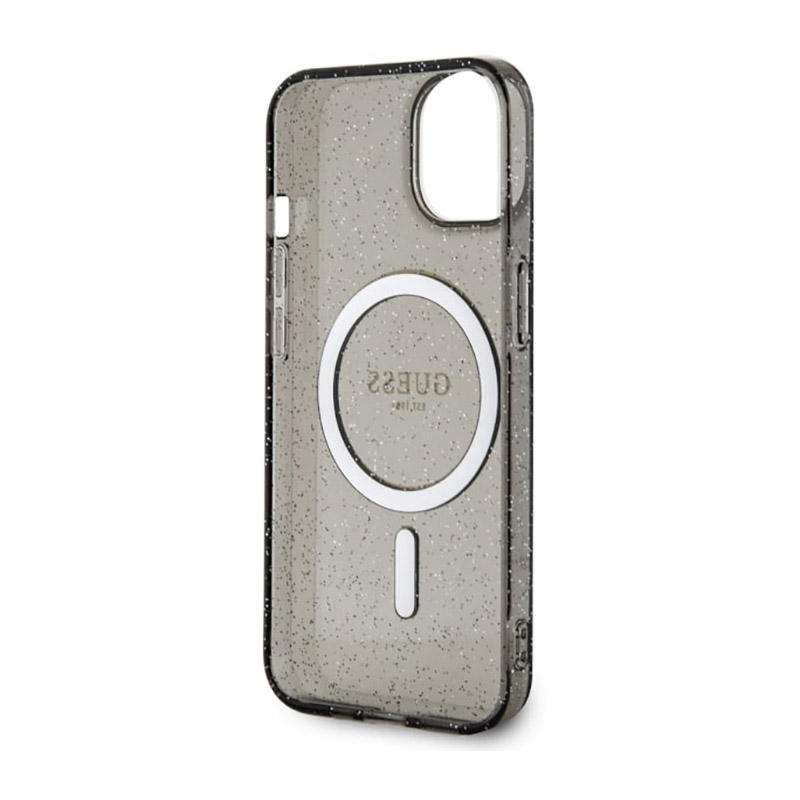 Guess Glitter Gold MagSafe - Etui iPhone 14 (Czarny)