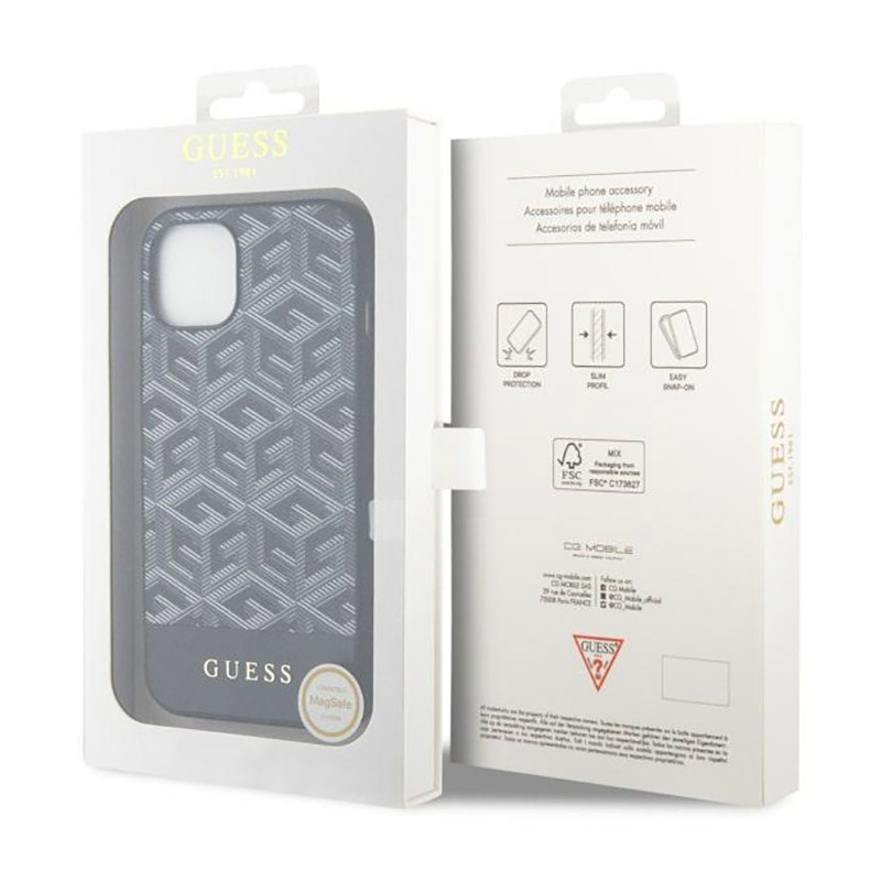 Guess GCube Stripes MagSafe - Etui iPhone 14 Plus (Czarny)