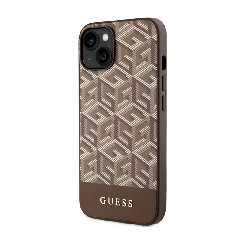 Guess GCube Stripes MagSafe - Etui iPhone 14 (Brązowy)