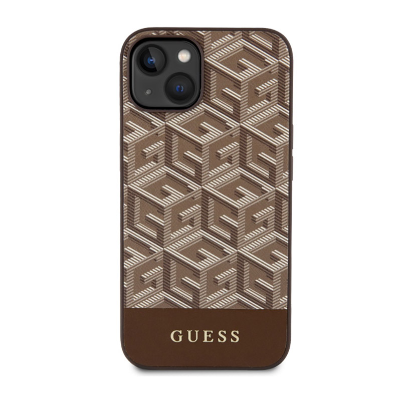 Guess GCube Stripes MagSafe - Etui iPhone 14 Plus (Brązowy)