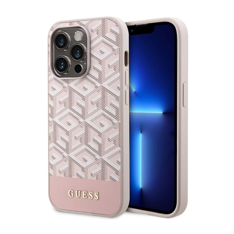Guess GCube Stripes MagSafe - Etui iPhone 14 Pro Max (Różowy)