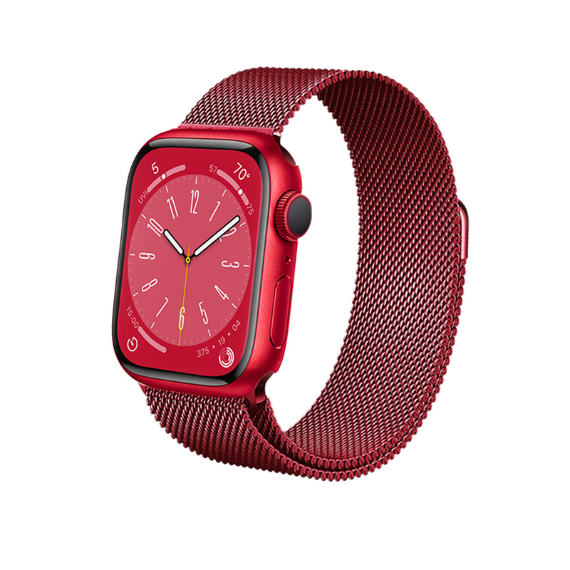 Crong Milano Steel – Pasek ze stali nierdzewnej do Apple Watch 38/40/41/42 mm (czerwony)