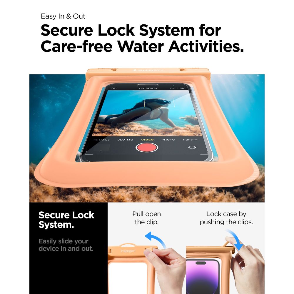 Spigen A610 Universal Waterproof Float Case - Etui do smartfonów do 6.9" (morelowy)