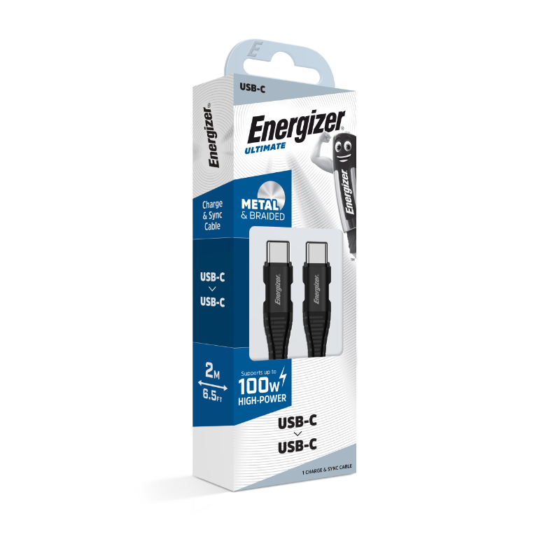 Energizer Ultimate - Kabel połączeniowy USB-C do USB-C 100W 2m (Czarny)