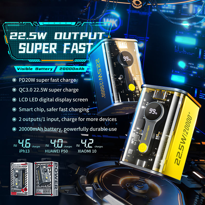 WEKOME WP-337 Vanguard Series - Power bank 20000 mAh PD 20W + QC 22.5W (Czarny)