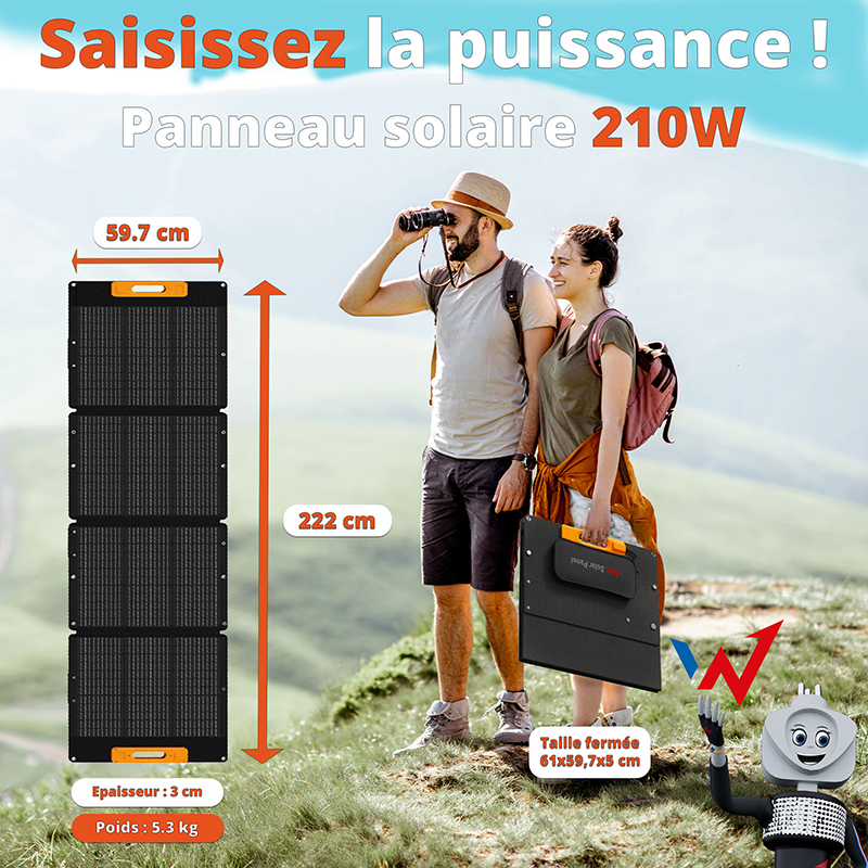 Wonder Ws210 - Panel słoneczny / Ładowarka solarna 210W z wyjściem MC4 (Czarny)
