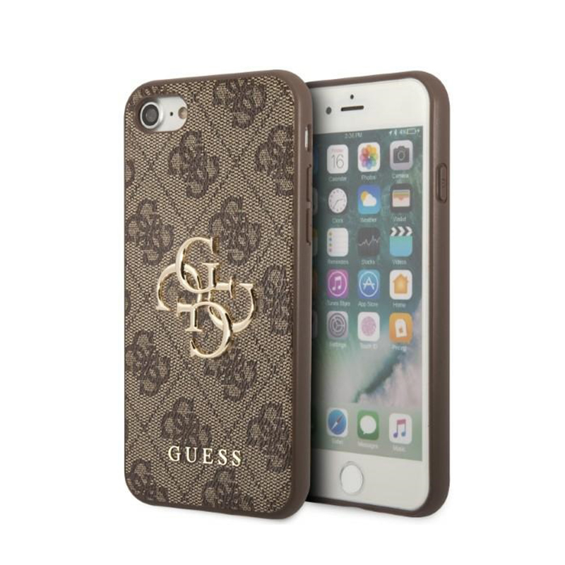 Guess 4G Big Metal Logo - Etui iPhone SE (2022/2020) / 8 / 7 (Brązowy)