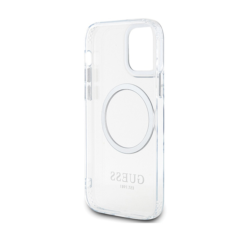 Guess Metal Outline MagSafe - Etui iPhone 12 / iPhone 12 Pro (przezroczysty / srebrny)