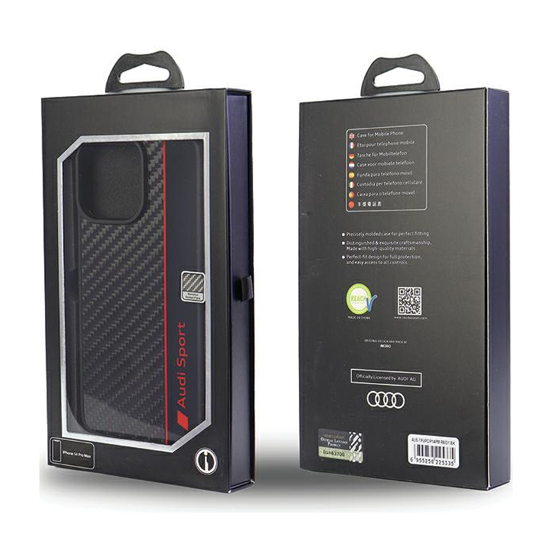 Audi Carbon Fiber Stripe - Etui iPhone 14 Pro Max (Czarny)