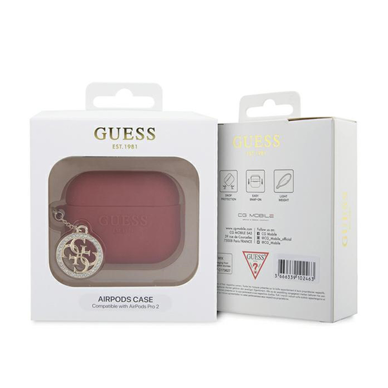 Guess 3D Rubber 4G Diamond Charm - Etui AirPods Pro 2 (Czerwony)