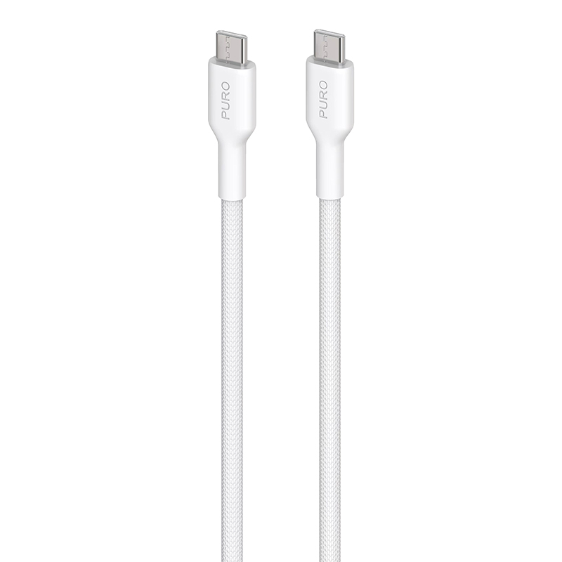 PURO Fabric - Kabel w oplocie heavy duty USB-C do USB-C 1,2m (biały)