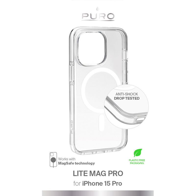 PURO LITEMAG PRO - Etui iPhone 15 Pro MagSafe (przezroczysty)