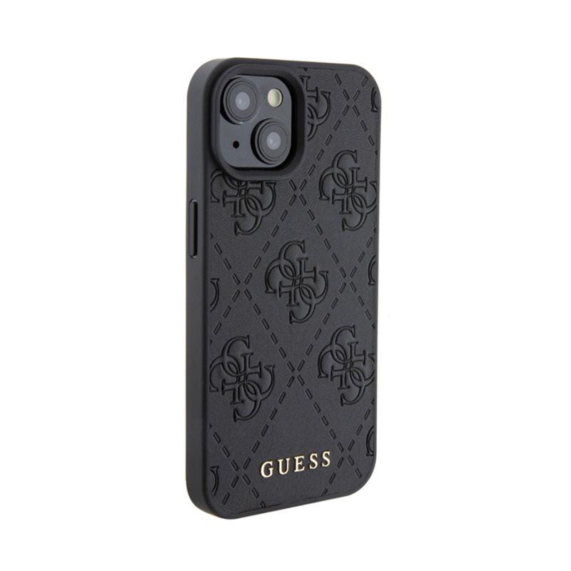 Guess Leather 4G Stamped - Etui iPhone 15 (czarny)