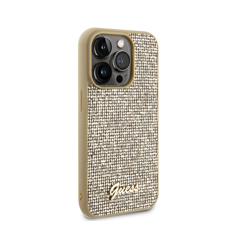 Guess Disco Metal Script - Etui iPhone 15 Pro (złoty)