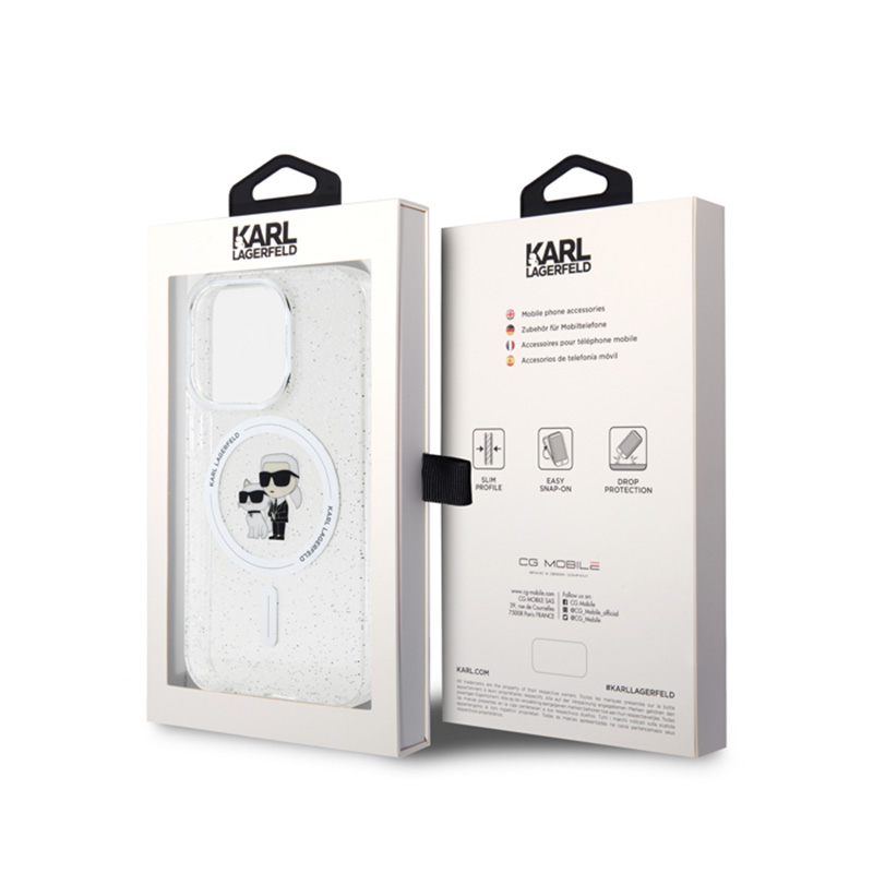 Karl Lagerfeld Karl & Choupette Glitter Magsafe - Etui iPhone 15 Pro (przezroczysty)