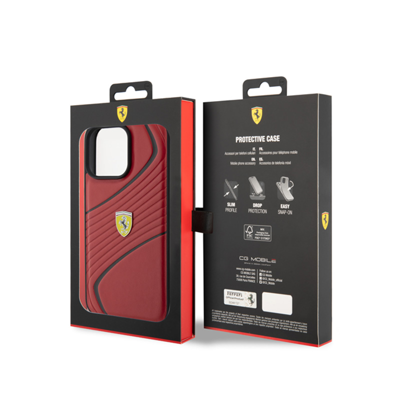 Ferrari Twist Metal Logo - Etui iPhone 15 Pro Max (czerwony)