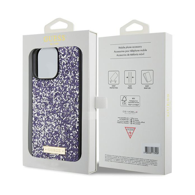Guess Rhinestone Metal Logo - Etui iPhone 15 Pro (różowy)