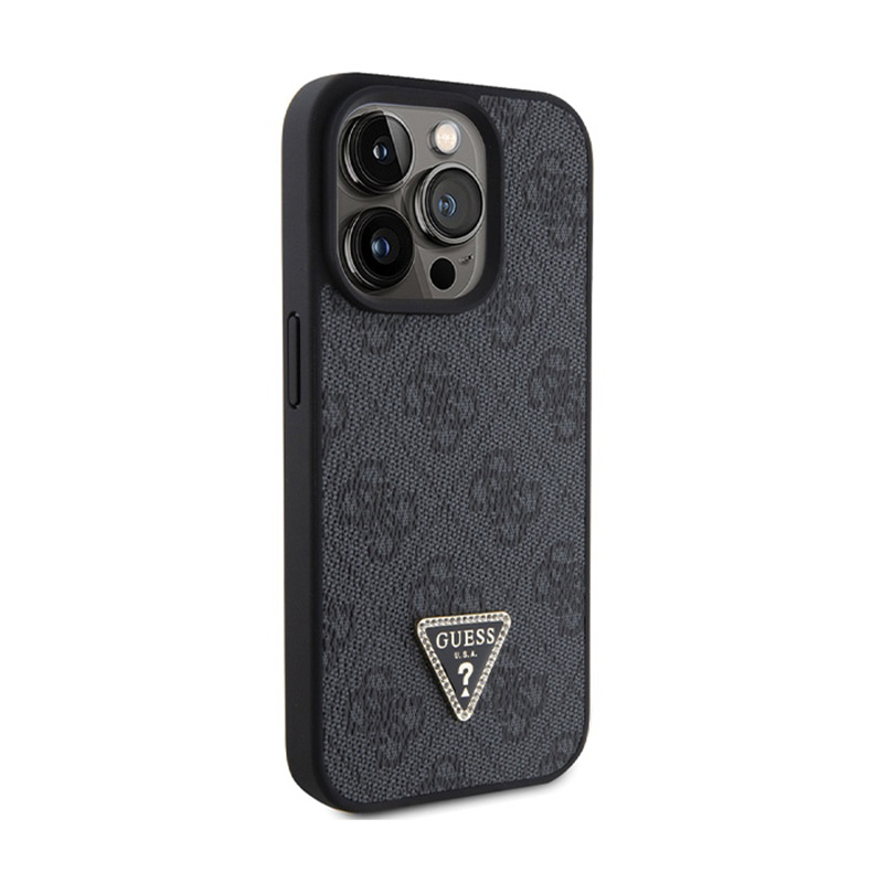 Guess Leather 4G Triangle Strass - Etui iPhone 15 Pro Max (czarny)