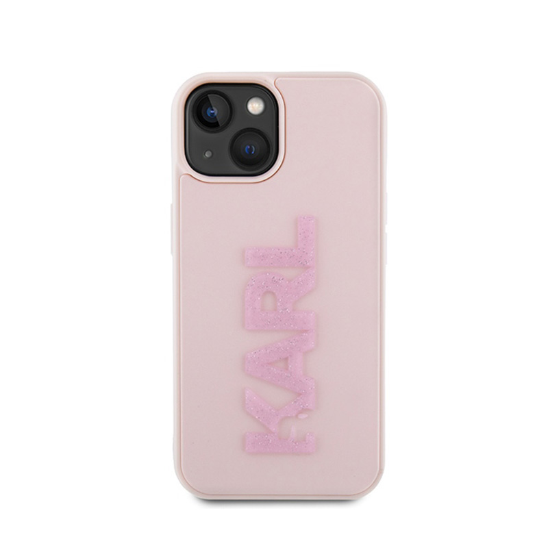 Karl Lagerfeld 3D Rubber Glitter Logo - Etui iPhone 15 (różowy)