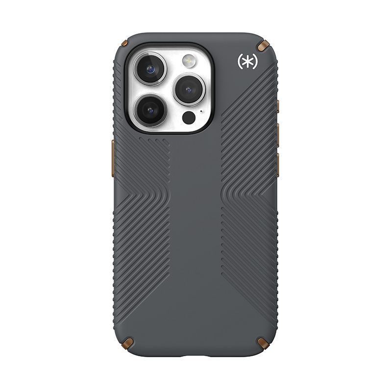 Speck Presidio2 Grip - Etui iPhone 15 Pro (Charcoal Grey / Cool Bronze / White)