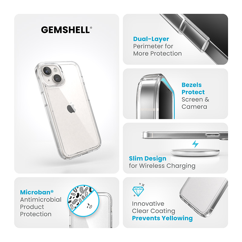 Speck Gemshell - Etui iPhone 16e / iPhone 15 / iPhone 14 / iPhone 13 (Clear)