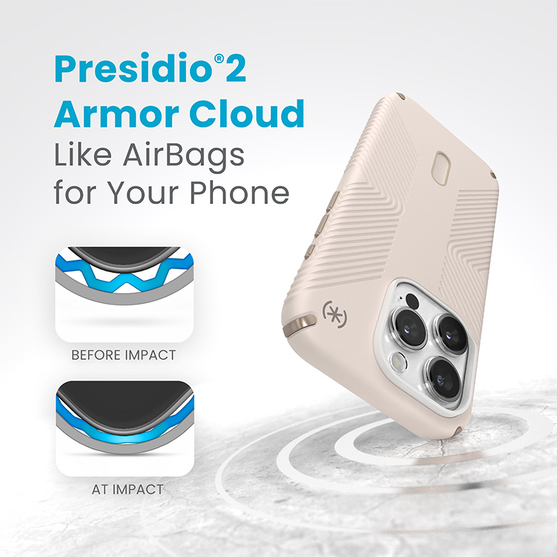Speck Presidio2 Grip ClickLock & MagSafe - Etui iPhone 15 Pro (Bleached Bone / Heirloom Gold / Hazel Brown)