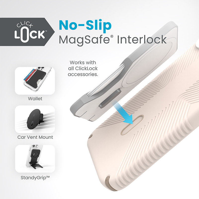 Speck Presidio2 Grip ClickLock & MagSafe - Etui iPhone 15 Plus / iPhone 14 Plus (Bleached Bone / Heirloom Gold / Hazel Brown)