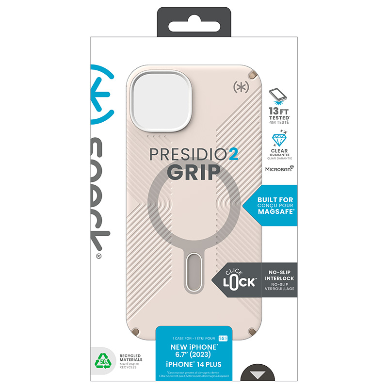 Speck Presidio2 Grip ClickLock & MagSafe - Etui iPhone 15 Plus / iPhone 14 Plus (Bleached Bone / Heirloom Gold / Hazel Brown)