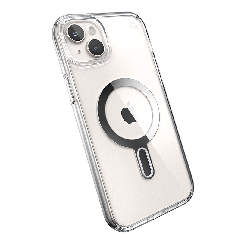 Speck Presidio Perfect-Clear ClickLock & MagSafe - Etui iPhone 15 Plus / iPhone 14 Plus (Clear / Chrome Finish / Serene Silver)