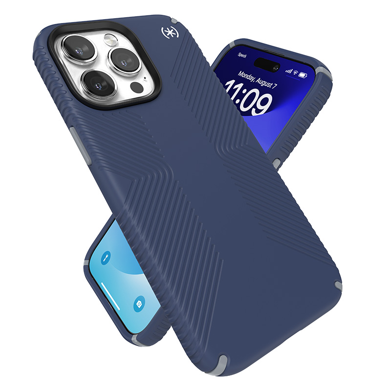 Speck Presidio2 Grip - Etui iPhone 15 Pro Max (Coastal Blue / Dust Grey / White)