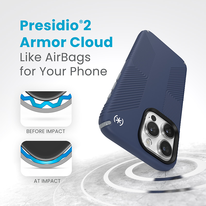 Speck Presidio2 Grip - Etui iPhone 15 Pro Max (Coastal Blue / Dust Grey / White)