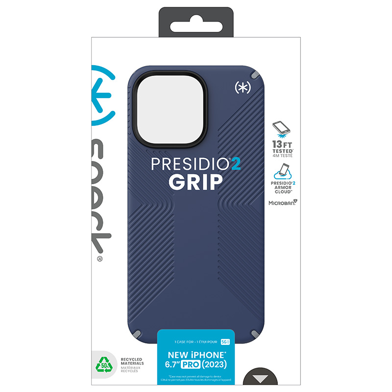 Speck Presidio2 Grip - Etui iPhone 15 Pro Max (Coastal Blue / Dust Grey / White)
