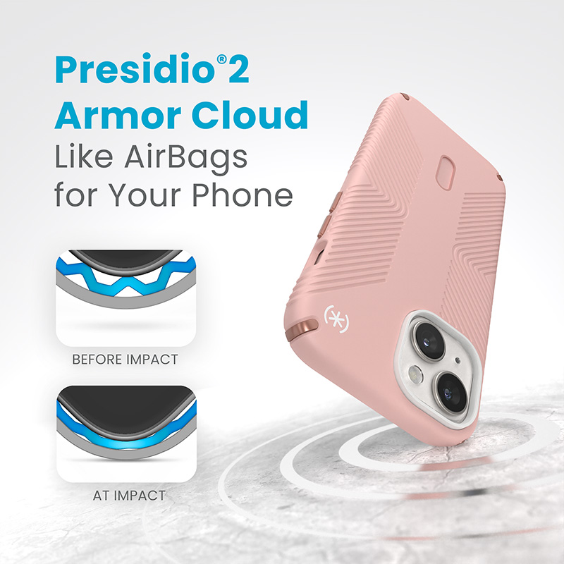 Speck Presidio2 Grip ClickLock & MagSafe - Etui iPhone 16e / iPhone 15 / iPhone 14 / iPhone 13 (Dahlia Pink / Rose Copper)
