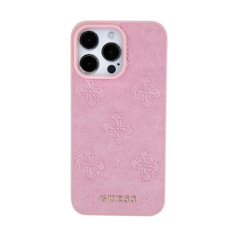 Guess Leather 4G Stamped - Etui iPhone 15 (różowy)