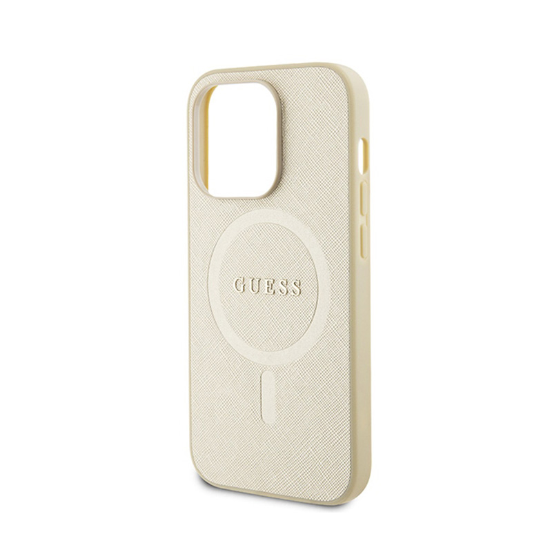 Guess Saffiano MagSafe - Etui iPhone 15 Pro Max (złoty)